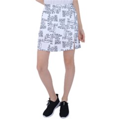 Blackboard Algorithms Black And White Pattern Tennis Skirt by dflcprintsclothing