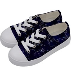 Blue World Map Starry Night Sky World Map Concept Art Kids  Low Top Canvas Sneakers by Loisa77