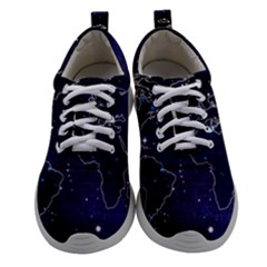 Blue World Map Starry Night Sky World Map Concept Art Women Athletic Shoes by Loisa77