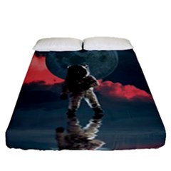 Astronaut Moon Space Nasa Planet Fitted Sheet (queen Size) by Loisa77
