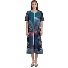 Astronaut Moon Space Nasa Planet Women s Cotton Short Sleeve Nightgown by Loisa77