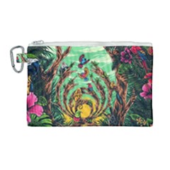 Monkey Tiger Bird Parrot Forest Jungle Style Canvas Cosmetic Bag (large) by Grandong