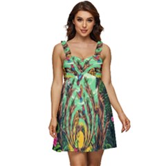Monkey Tiger Bird Parrot Forest Jungle Style Ruffle Strap Babydoll Chiffon Dress by Grandong