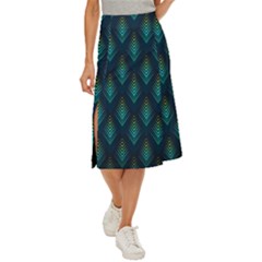 Peacock Texture 3d Pattern Peacock Texture Midi Panel Skirt by Loisa77
