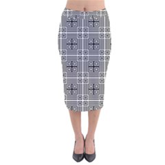 Squares Inside Background Checkered Contemporary Effect Electronic Futuristic Graphic Illusion Modern Velvet Midi Pencil Skirt by Loisa77