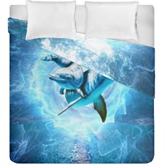 Dolphin Blue Fantasy Duvet Cover Double Side (king Size) by Loisa77