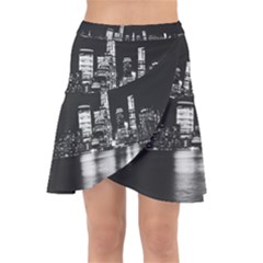 Nyc New York Skyline City Buildings Wrap Front Skirt by Loisa77