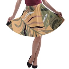 Leaves Monstera Picture Print Pattern A-line Skater Skirt by Ravend