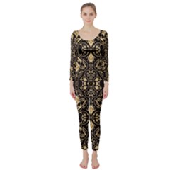Vintage Batik Art Architecture Pattern Long Sleeve Catsuit by Ravend