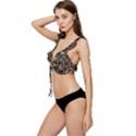 Vintage Batik Art Architecture Pattern Low Cut Ruffle Edge Bikini Top View2