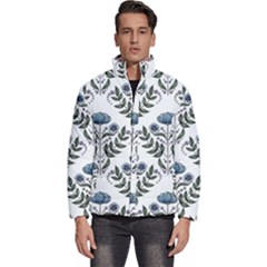 Flower Seamless Pattern Victorian Men s Puffer Bubble Jacket Coat by Loisa77