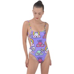 Cloud Seamless Pattern Tie Strap One Piece Swimsuit by Apen