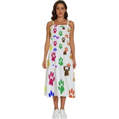 Pawprints Paw Prints Paw Animal Sleeveless Shoulder Straps Boho Dress by Apen