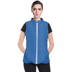 Blue Wave Abstract Texture Seamless Women s Puffer Vest by Loisa77