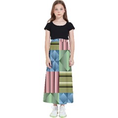 Patchwork Tile Pattern Mosaic Kids  Flared Maxi Skirt by Loisa77