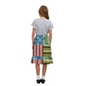 Patchwork Tile Pattern Mosaic Kids  Ruffle Flared Wrap Midi Skirt View4