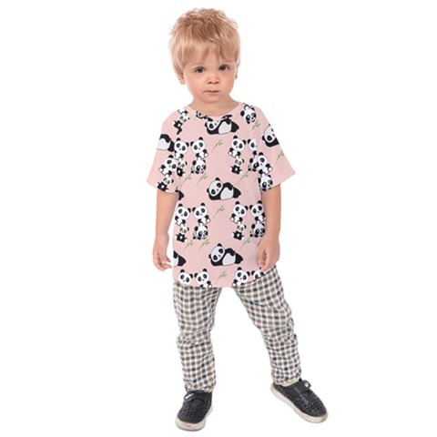 Cute Panda Animal Pattern Kids  Raglan T-shirt by Perong