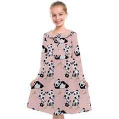 Cute Panda Animal Pattern Kids  Midi Sailor Dress by Perong