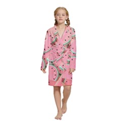 Aesthetic Cute Kawaii Watermelon Kids  Long Sleeve Velvet Lounge Robe by Perong