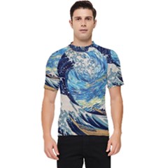 The Great Wave Of Kanagawa Painting Men s Short Sleeve Rash Guard by Perong