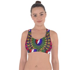 Grateful Dead Bear Pattern Cross String Back Sports Bra by Maspions