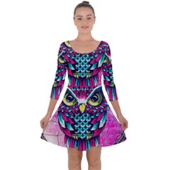 Owl Dreamcatcher Quarter Sleeve Skater Dress by Grandong