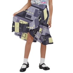 Pattern Design Abstract Lilac Kids  Ruffle Flared Wrap Midi Skirt by Perong