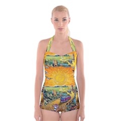 Grateful Dead Golden Road Boyleg Halter Swimsuit  by Bedest