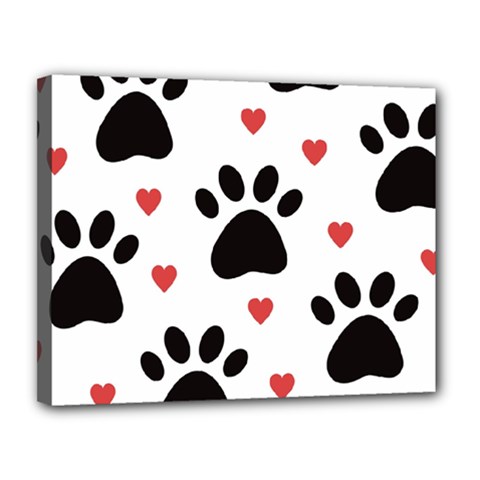 Dog Paw Vector Seamless Pattern With Hearts Canvas 14  X 11  (stretched) by Perong