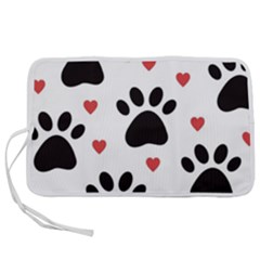 Dog Paw Vector Seamless Pattern With Hearts Pen Storage Case (l) by Perong