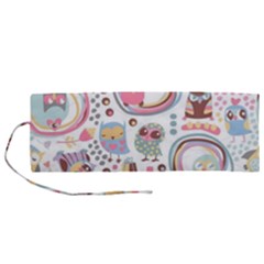 Cute Owl Bird Animal Pattern Roll Up Canvas Pencil Holder (m) by Perong