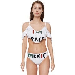 America  I Am Race Ruffle Edge Tie Up Bikini Set	 by RiverRootz