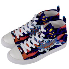 Koi Fish Traditional Japanese Art Women s Mid-top Canvas Sneakers by Perong