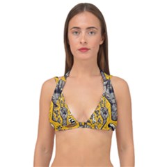 Yellow Template Design Double Strap Halter Bikini Top by Perong
