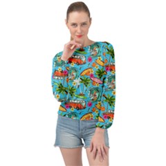 Summer Pattern Seamless Banded Bottom Chiffon Top by Perong
