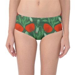 Poppy Fierce Wolf Poppies Bud Mid-waist Bikini Bottoms by Perong