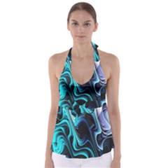 Nature Water Wave Architecture Tie Back Tankini Top by Salmanaz77
