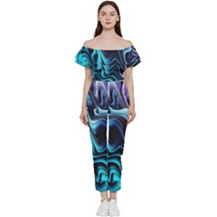 Nature Water Wave Architecture Bardot Ruffle Jumpsuit by Salmanaz77