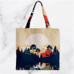 Summer Lake Forest Sunset Deer Water Zipper Grocery Tote Bag by Grandong