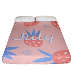 July Summer Strawberry Pink Berry Fitted Sheet (california King Size) by Grandong