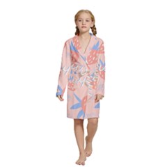 July Summer Strawberry Pink Berry Kids  Long Sleeve Velvet Lounge Robe by Grandong