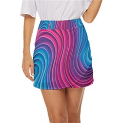 Spiral Swirl Pattern Light Circle Mini Front Wrap Skirt by Ndabl3x