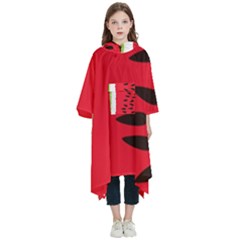 Watermelon Black Green Melon Red Kids  Hooded Rain Ponchos by Cemarart