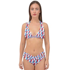 Fabric Geometric Pattern Background Double Strap Halter Bikini Set by Salmanaz77