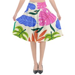 Tropical Sheets Summer Beach Flared Midi Skirt by Paksenen