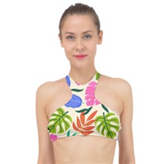 Tropical Sheets Summer Beach High Neck Bikini Top by Paksenen