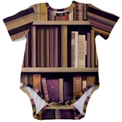 Books Bookshelves Office Fantasy Background Artwork Book Cover Apothecary Book Nook Literature Libra Baby Short Sleeve Bodysuit by Posterlux