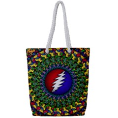 Grateful Dead Bear Pattern Full Print Rope Handle Tote (small) by Maspions