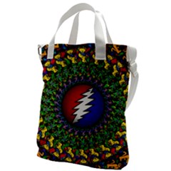 Grateful Dead Bear Pattern Canvas Messenger Bag by Maspions