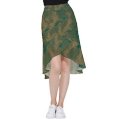 Seamless Pattern Pattern Leaves Frill Hi Low Chiffon Skirt by Paksenen